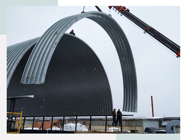 Полукруглые ангары в Вязниках